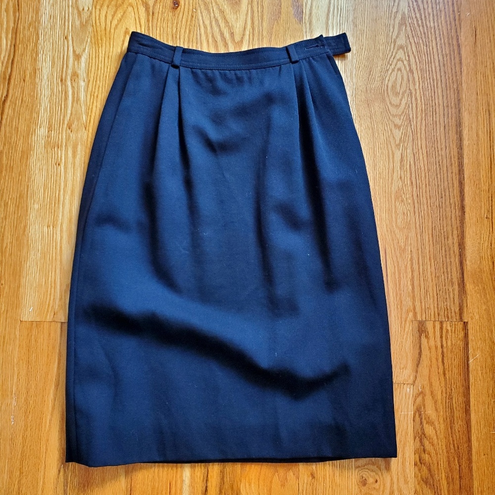 Valentino Black Wool Pencil Skirt (Vintage)